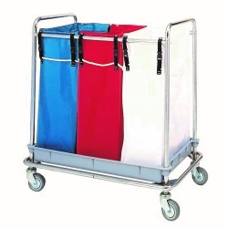 Carro para ropa sucia con tres bolsas en color