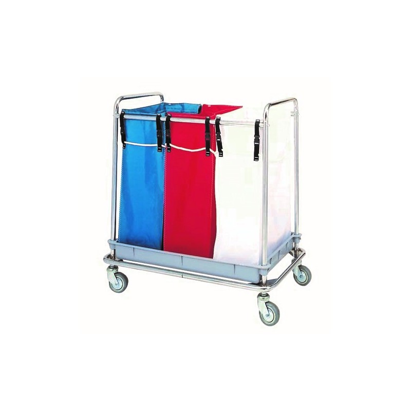 Carro para ropa sucia con tres bolsas en color